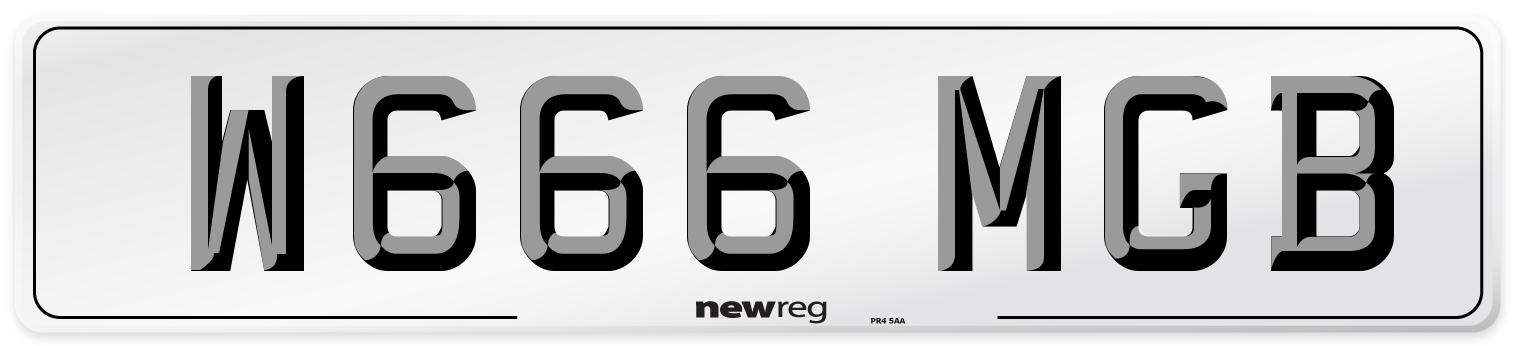 W666 MGB Number Plate from New Reg